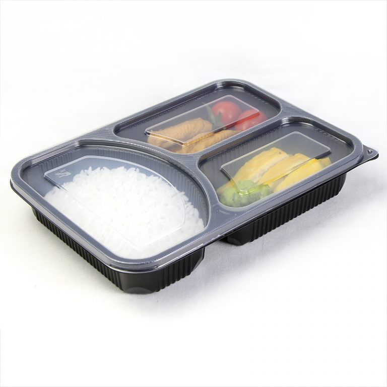 3 compartment disposable plastic bento food container plastic